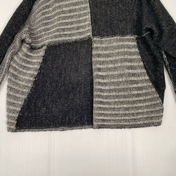 CAbi Women's Wool Blend Cardigan Sweater  Open Collared Gray Black Long Sleeve L - Picture 7 of 11